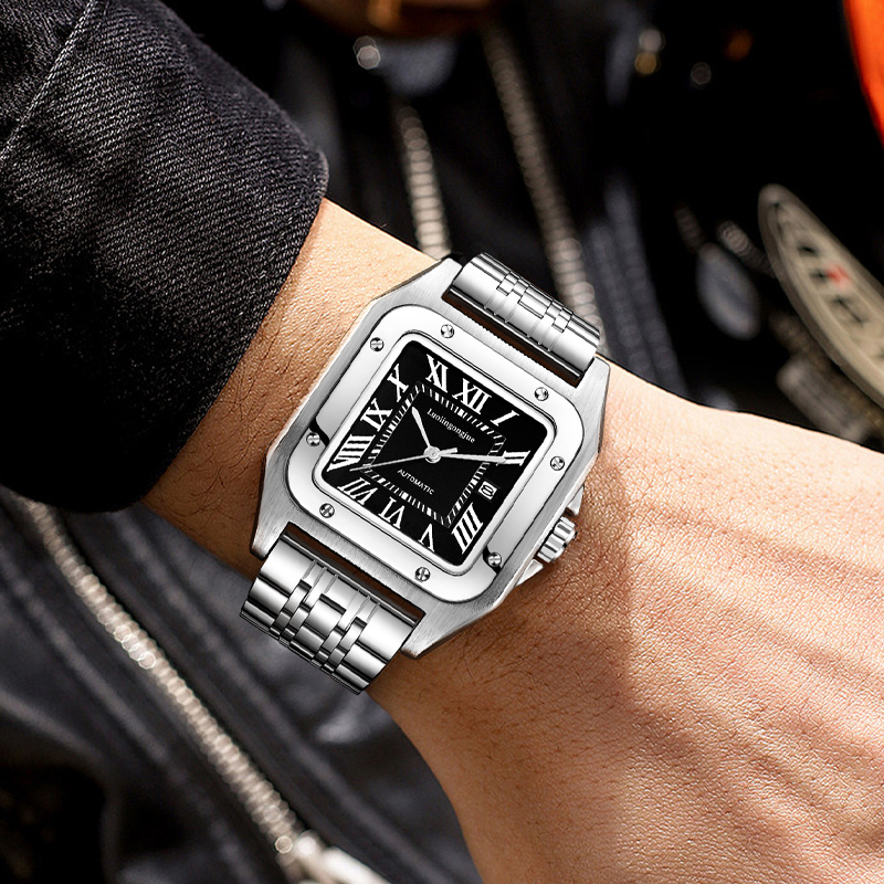남성용 고급 럭셔리 사각형 오토매틱 기계식 시계, 속이 - Cartier Watch Santos 리뷰 및 가격